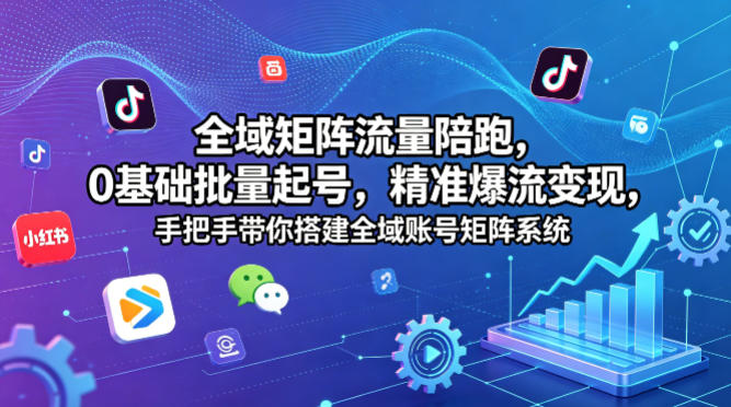 全域矩阵流量陪跑，0基础批量起号，精准爆流变现，手把手带你搭建全域账号矩阵系统-千寻创业网