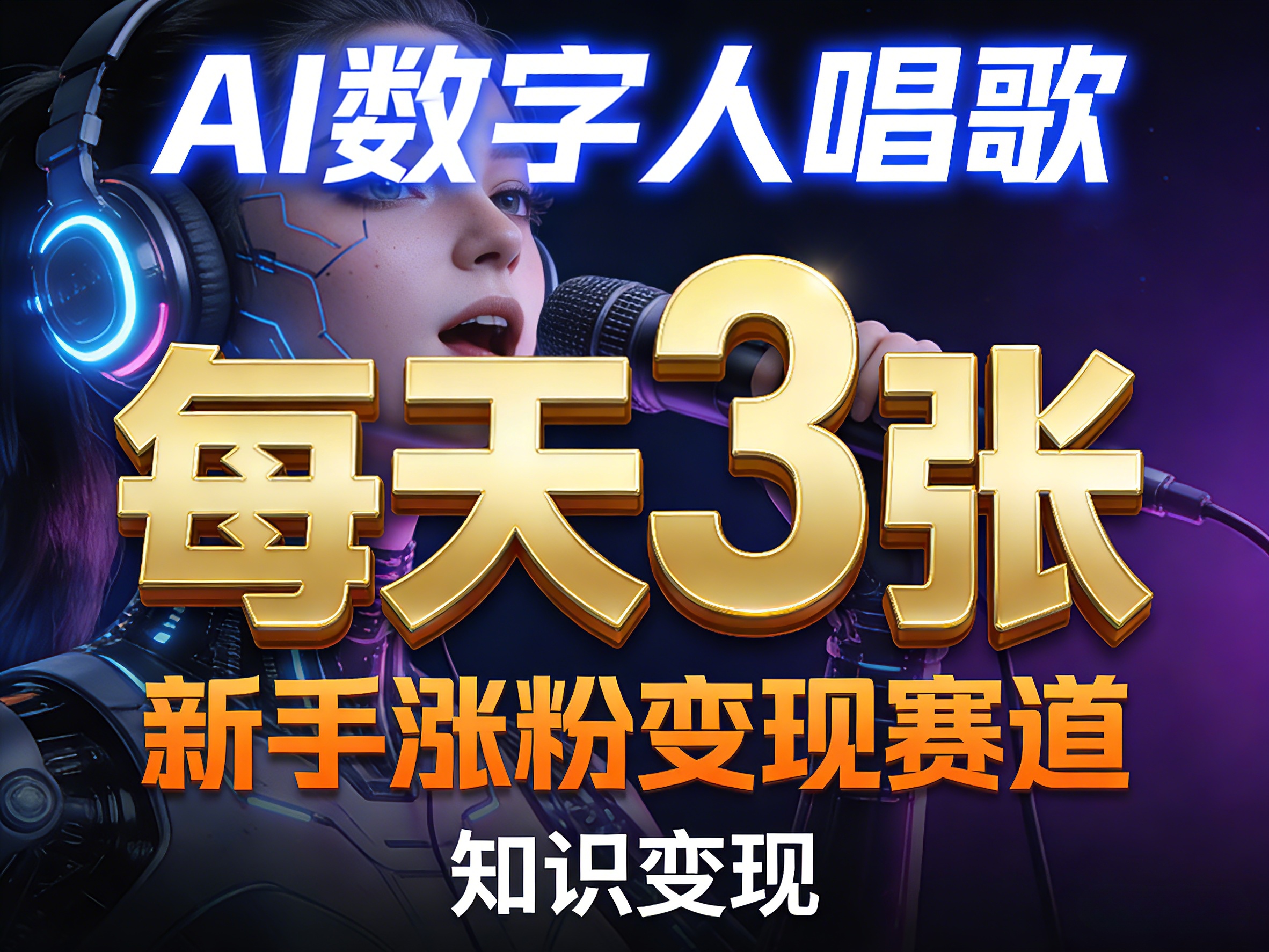 AI数字人唱歌，新手涨粉变现赛道，每天3张和知识付费，副业必备-千寻创业网