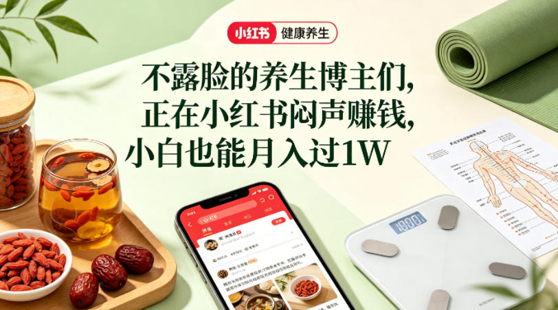 小红书健康养生科普图文赛道，不露脸的养生博主们，正在小红书闷声賺钱，小白也能月入过1W-千寻创业网