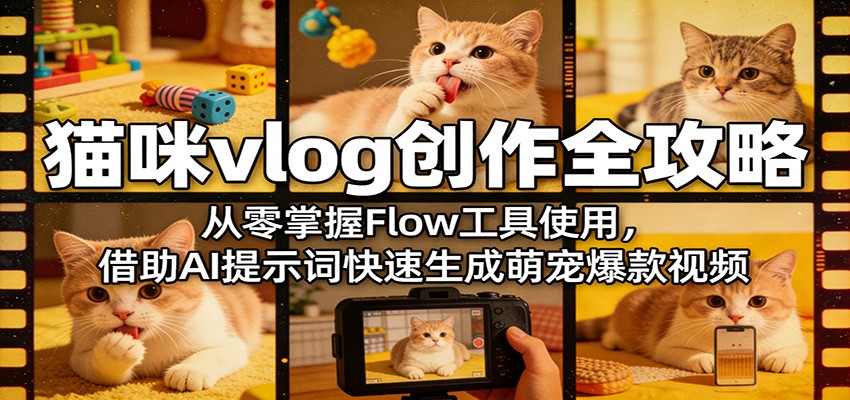 猫咪vlog创作全攻略：从零掌握Flow工具使用，借助AI提示词快速生成萌宠爆款视频-千寻创业网