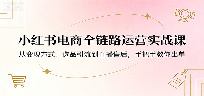 小红书电商全链路运营实战课：从变现方式、选品引流到直播售后，手把手教你出单-千寻创业网