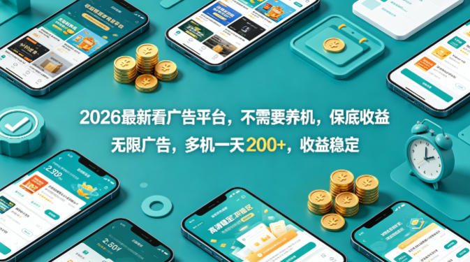 2026最新看广告平台，不需要养机，保底收益，无限广告，多机一天200+，收益稳定【揭秘】-千寻创业网