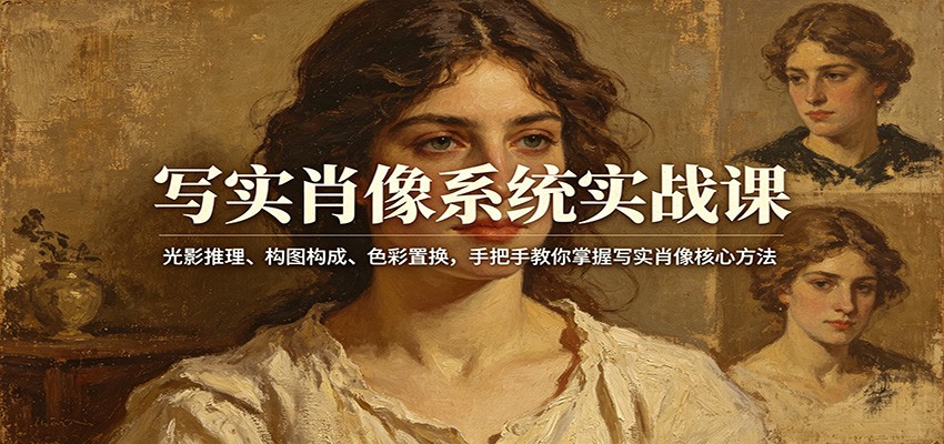 写实肖像系统实战课：光影推理、构图构成、色彩置换，手把手教你掌握写实肖像核心方法-千寻创业网