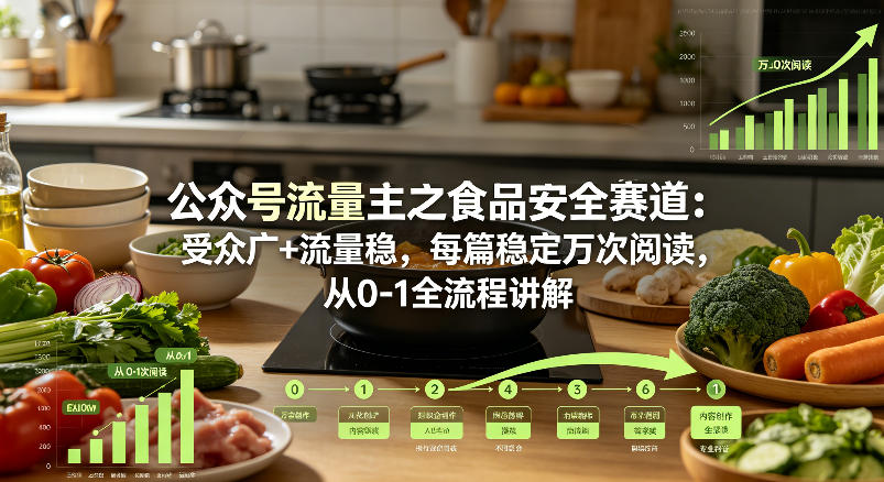 公众号流量主之食品安全赛道，受众广+流量稳，每篇作品稳定万次阅读，从0-1全流程讲解-千寻创业网