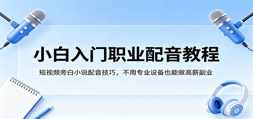 小白入门职业配音教程，短视频旁白小说配音技巧，不用专业设备也能做高薪副业-千寻创业网