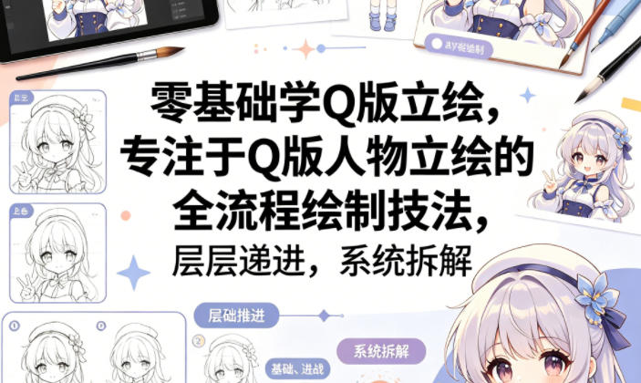 零基础学Q版立绘，专注于Q版人物立绘的全流程绘制技法，层层递进，系统拆解-千寻创业网