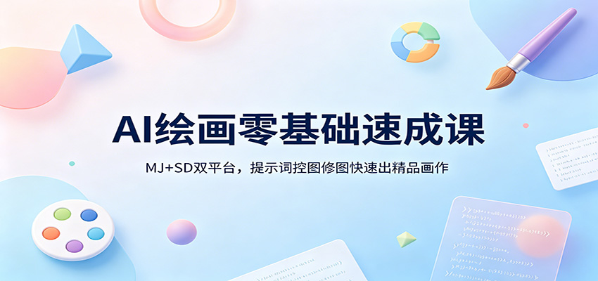 AI绘画零基础速成课：MJ+SD双平台，提示词控图修图快速出精品画作-千寻创业网