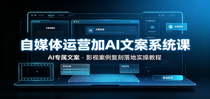 自媒体运营加AI文案系统课::AI专属文案,影视案例复刻落地实操教程-千寻创业网