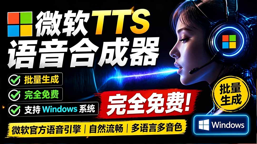 （19494期）微软 TTS 免费语音配音生成器，完全免费，支持多语音、多音色选择，Windows系统专用 TTS语音合成器-千寻创业网