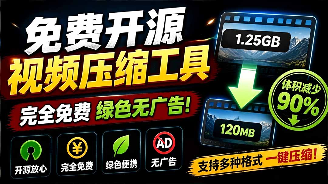 （19495期）Github开源视频压缩瘦身工具，轻松压缩90%，并保持画质清晰，完全免费绿色无广告！VideoSlim-千寻创业网