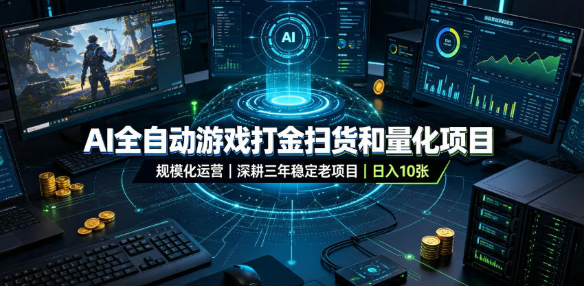 AI全自动游戏打金扫货和量化项目，规模化运营日入10张，深耕三年稳定老项目！【揭秘】-千寻创业网