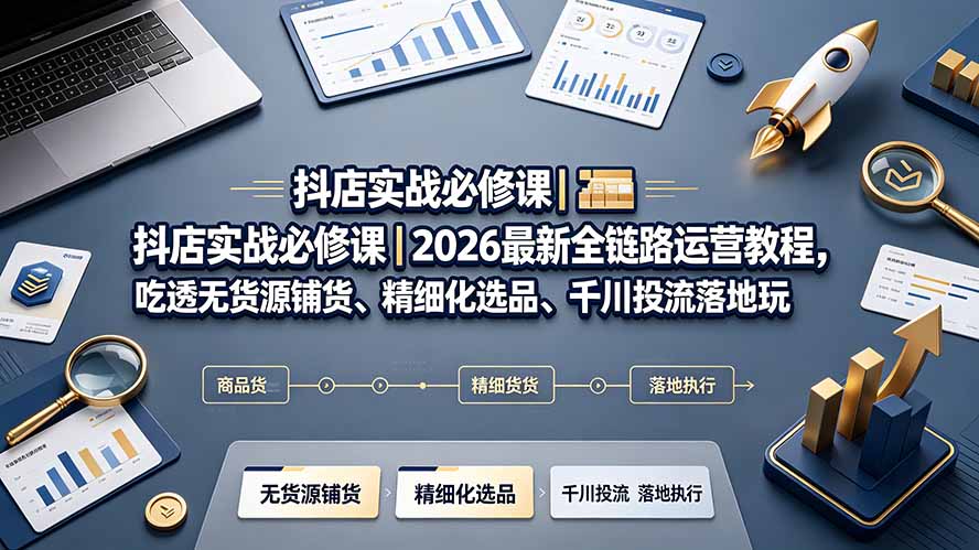 （19549期）抖店实战必修课｜2026最新全链路运营教程，吃透无货源铺货、精细化选品、千川投流落地玩法-千寻创业网
