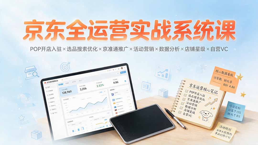 （19581期）京东全运营实战系统课：POP开店入驻×选品搜索优化×京准通推广×活动营销×数据分析×店铺星级×自营VC-千寻创业网