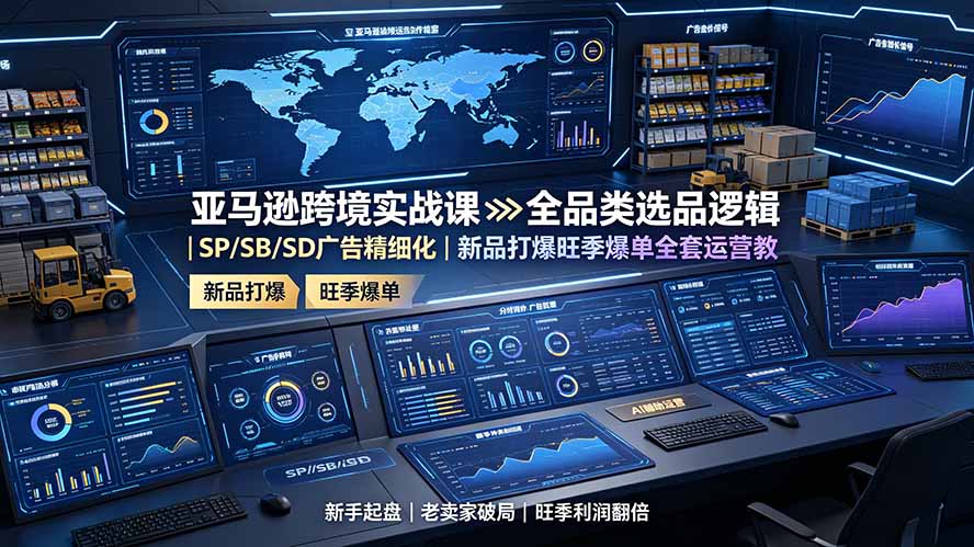 （19352期）亚马逊跨境实战课：全品类选品逻辑｜SP/SB/SD广告精细化｜新品打爆旺季爆单全套运营教程-千寻创业网
