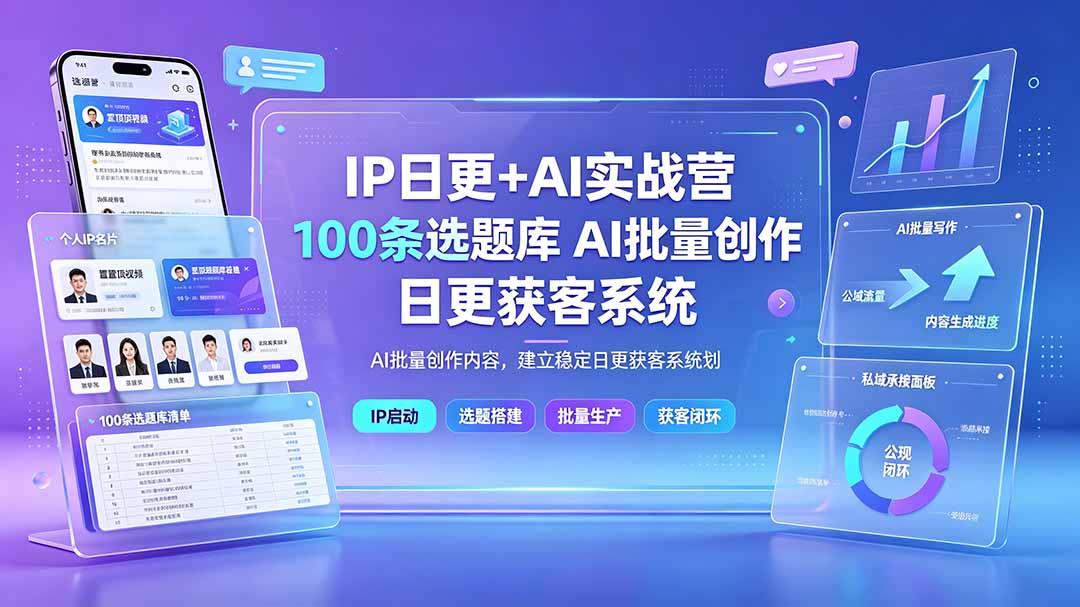（19353期）IP日更+AI实战营：IP置顶视频制作×100条选题库搭建×10条日更规划，AI批量创作内容，建立稳定日更获客系统-千寻创业网
