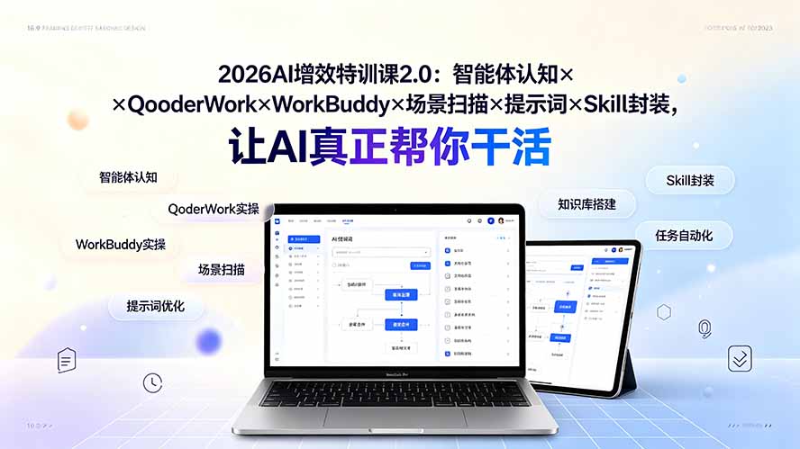（19368期）2026AI增效特训课2.0：智能体认知×QoderWork×WorkBuddy×场景扫描×提示词×Skill封装，让AI真正帮你干活-千寻创业网