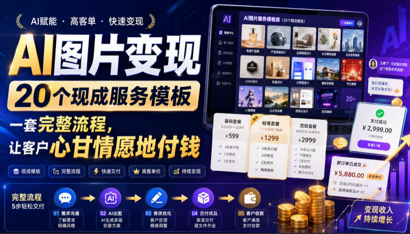 （19395期）AI图片变现，20个现成服务模板，一套完整流程，让客户心甘情愿地付钱【原创双语字幕】-千寻创业网