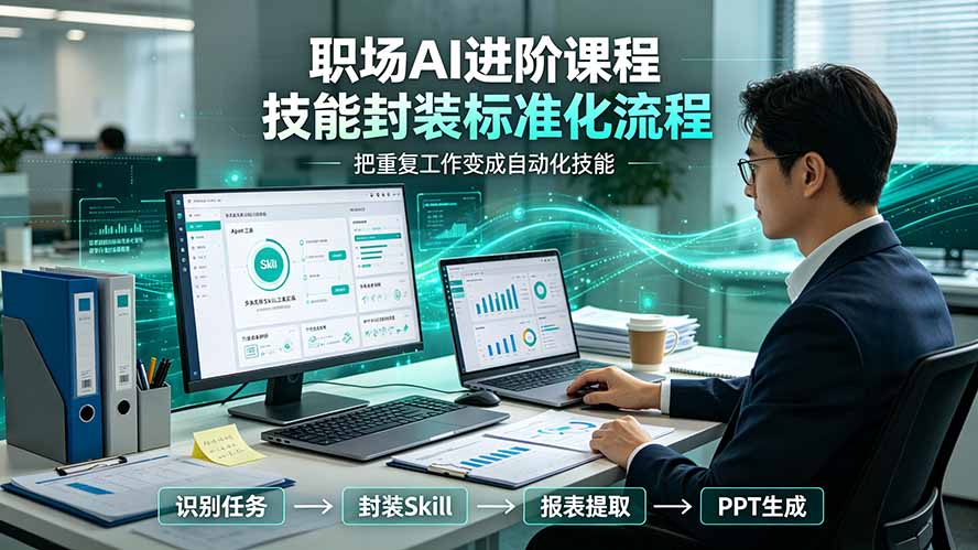 （19369期）职场AI进阶课程；多类实用Skill工具实操，专属技能封装标准化流程，报表行业报告一键提取核心内容-千寻创业网