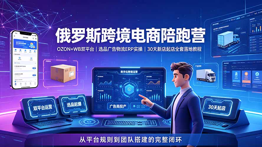 （19371期）2026俄罗斯跨境电商陪跑营：OZON+WB双平台｜选品广告物流ERP实操｜30天新店起店全套落地教程-千寻创业网