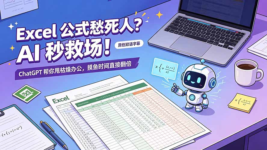 （19487期）Excel 公式愁死人？AI 秒救场！ChatGPT 帮你甩枯燥办公，摸鱼时间直接翻倍【原创双语字幕】-千寻创业网