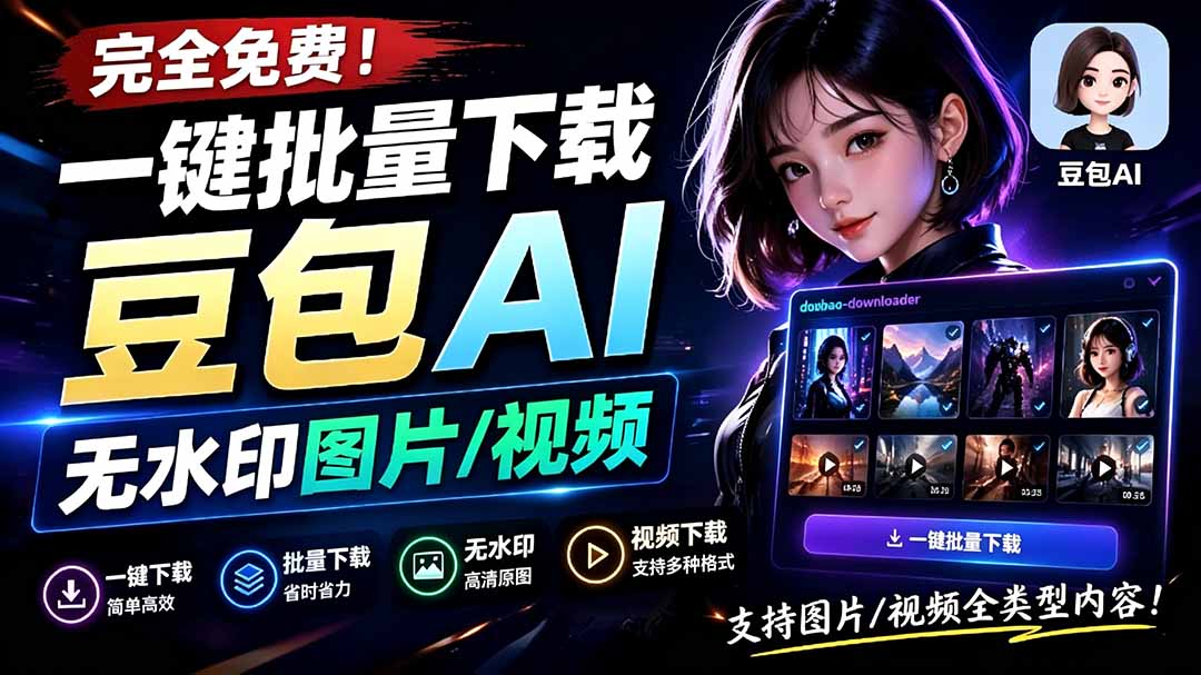 （19355期）Github最新发布！一键批量下载豆包AI无水印图片/视频，简单易用，自动解析提示词，doubao-downloader-千寻创业网