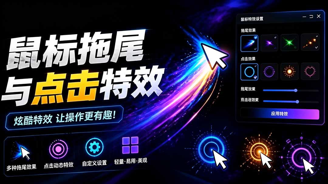 （19356期）Windows特效小工具！一键给你的鼠标添加拖尾与点击动态特效，吾爱出品，免费使用 Mouse Trail-千寻创业网