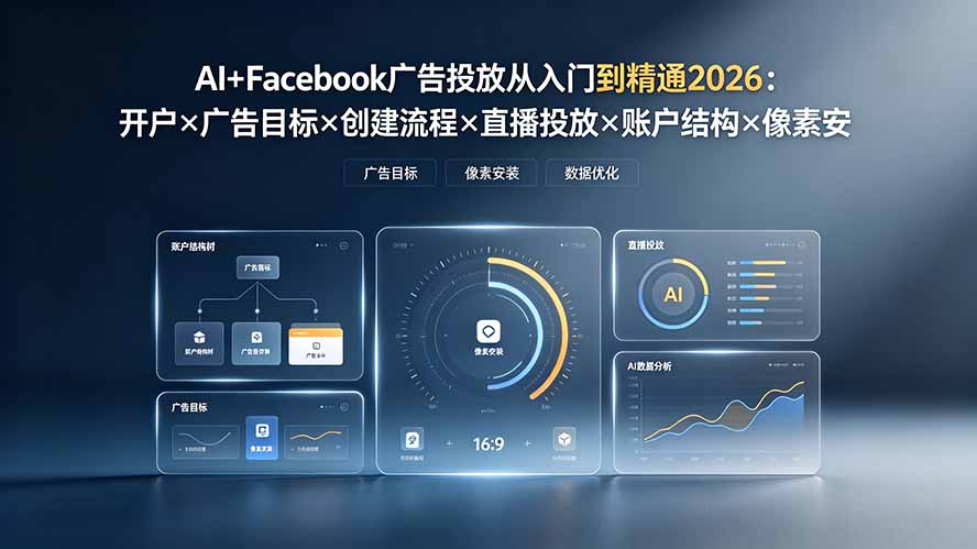 （19465期）AI+Facebook广告投放从入门到精通2026：开户×广告目标×创建流程×直播投放×账户结构×像素安装×AI赋能-千寻创业网
