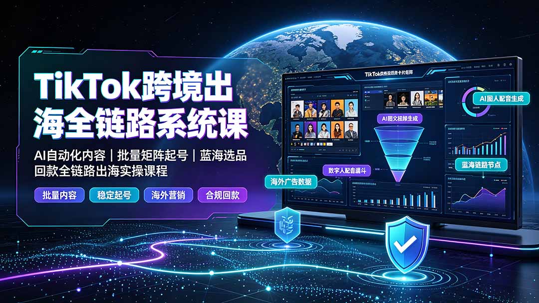 （19425期）TikTok跨境出海全链路系统课-2026年7月：AI自动化内容｜批量矩阵起号｜蓝海选品回款全链路出海实操课程-千寻创业网