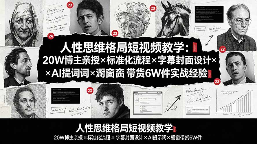 (19538期)人性思维格局短视频教学:20W博主亲授×标准化流程×字幕封面设计×AI提示词×橱窗带货6W件实战经验-千寻创业网