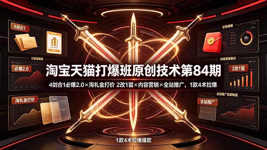（19428期） 淘宝天猫打爆班原创技术第84期：4剑合1必爆2.0×淘礼金打价×2改1留×内容营销×全站推广，1款4术拉爆-千寻创业网