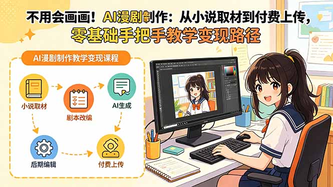 （19429期）不用会画画！AI漫剧制作：从小说取材到付费上传，零基础手把手教学变现路径（更新）-千寻创业网