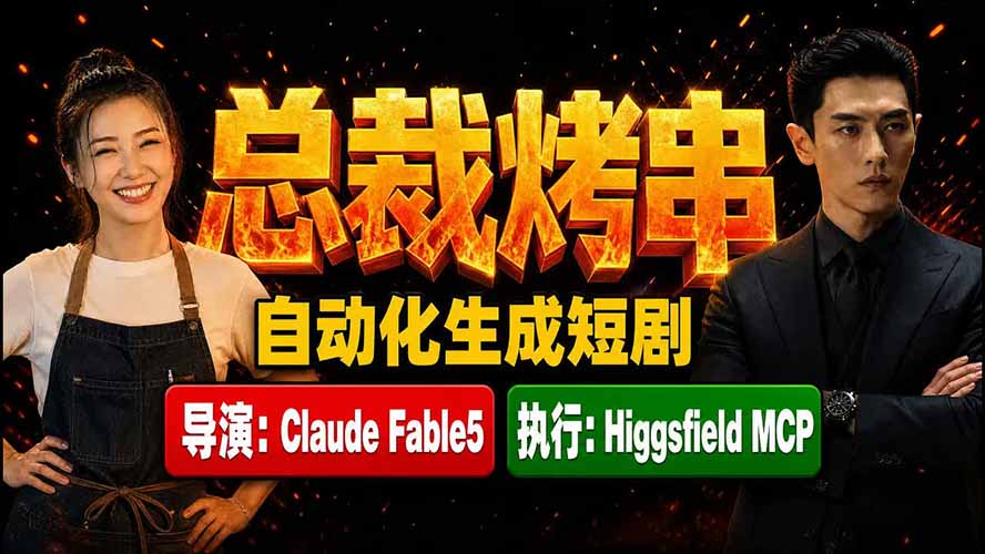 （19541期）《总裁烤串》真人短剧全自动诞生！Claude Fable5 当导演，Higgsfield MCP 执行！-千寻创业网