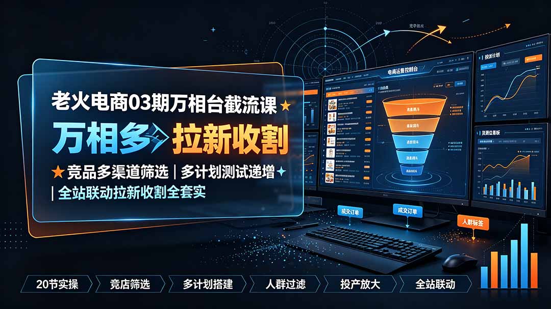 （19431期）老火电商03期万相台截流课：竞品多渠道筛选｜多计划测试递增｜全站联动拉新收割全套实操教学-千寻创业网