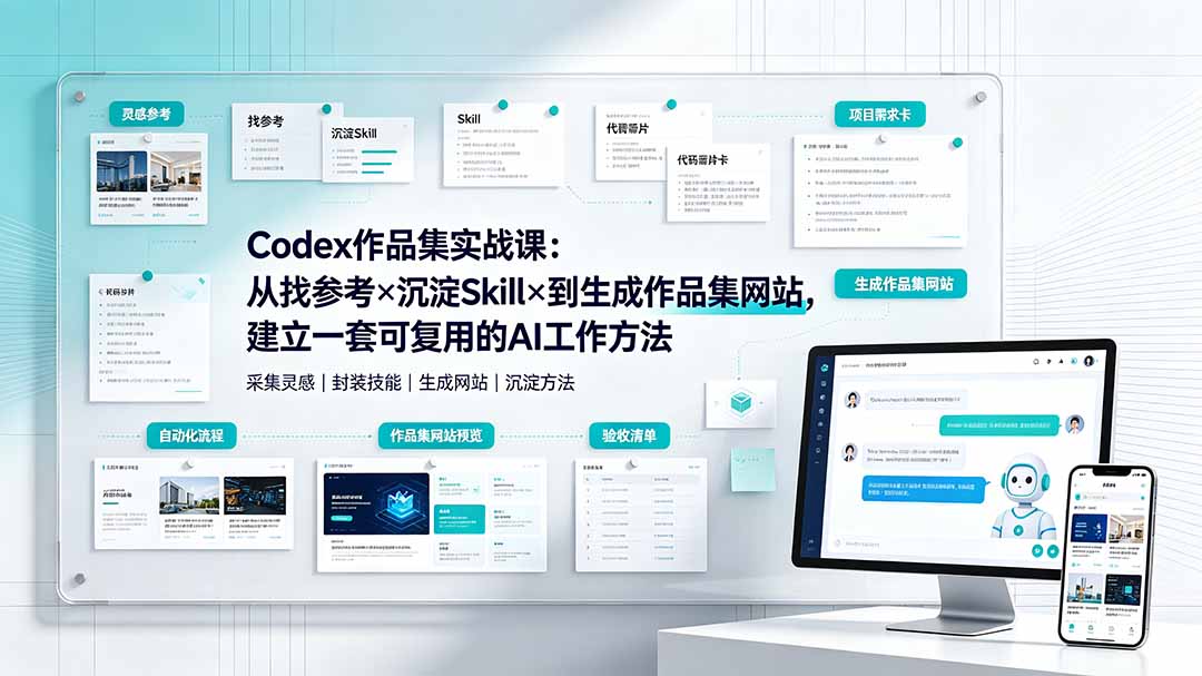 （19361期）Codex作品集实战课：从找参考×沉淀Skill×到生成作品集网站，建立一套可复用的AI工作方法-千寻创业网