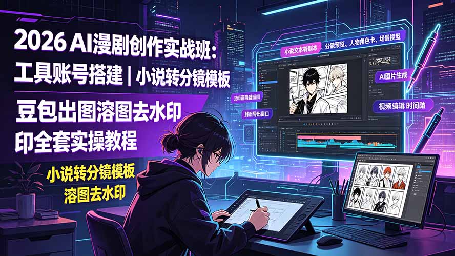 （19433期）2026AI漫剧创作实战班：工具账号搭建｜小说转分镜模板｜豆包出图溶图去水印全套实操教程-千寻创业网