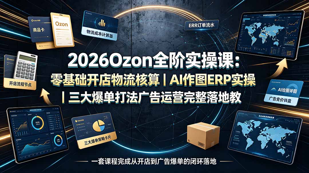 （19400期）2026Ozon全阶实操课：零基础开店物流核算｜AI作图ERP实操｜三大爆单打法广告运营完整落地教程-千寻创业网
