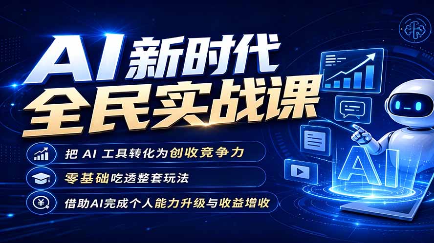（19519期）AI新时代全民实战课，把 AI 工具转化为创收竞争力，零基础吃透整套玩法，借助AI完成个人能力升级与收益增收。-千寻创业网