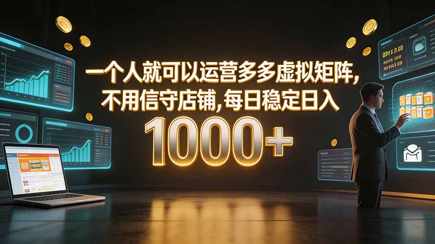 （19622期）一个人就可以运营多多虚拟矩阵，不用值守店铺，每日稳定日入 1000+-千寻创业网
