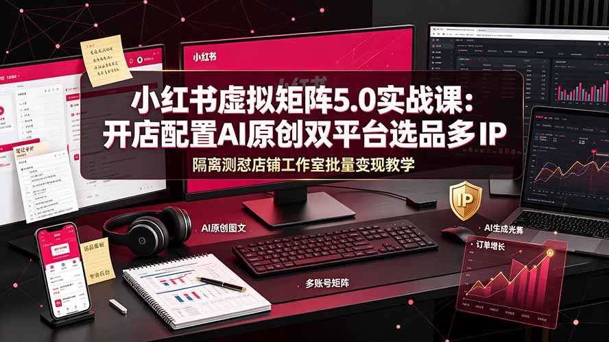 （19521期）小红书虚拟矩阵5.0实战课：开店配置｜AI原创｜双平台选品｜多IP隔离｜测怼店铺工作室批量变现实操教学-千寻创业网