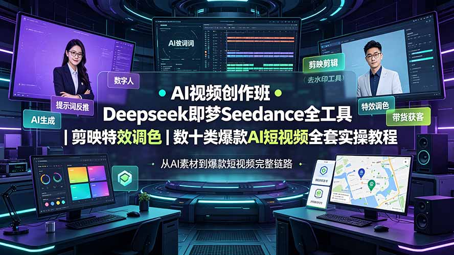 （19454期）AI视频创作班◆Deepseek即梦Seedance全工具｜剪映特效调色｜数十类爆款AI短视频全套实操教程-千寻创业网