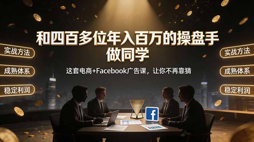 （19592期）和四百多位年入百万的操盘手做同学——这套电商+Facebook广告课，让你不再靠猜【原创双语字幕】-千寻创业网