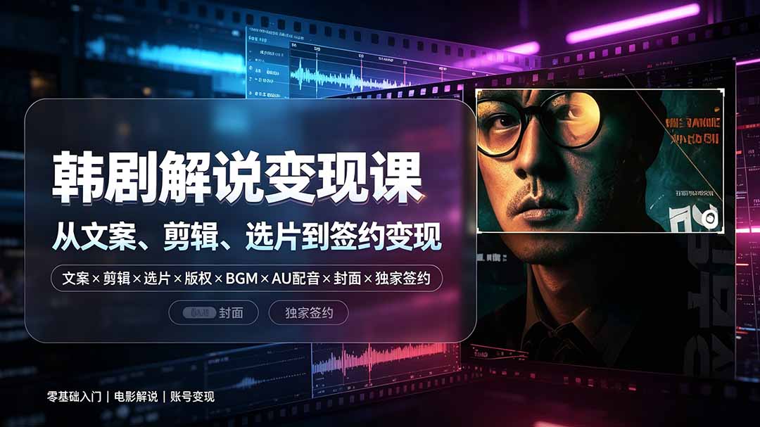 （19438期）抖音270W粉丝博主亲授韩剧解说课：文案×剪辑×选片×版权×BGM×AU配音×封面×独家签约，零基础到变现-千寻创业网