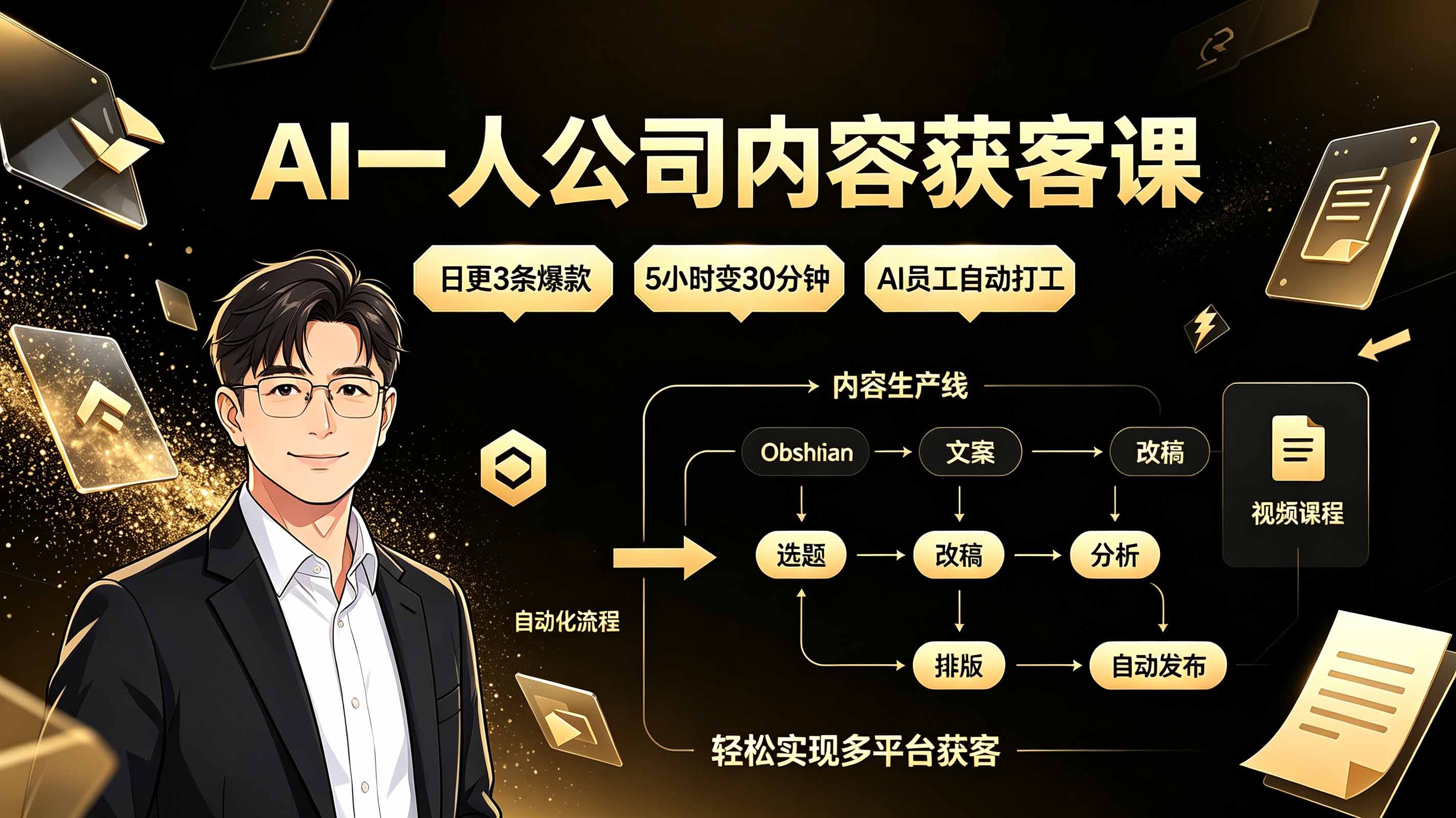 （19387期）AI一人公司内容获客课：日更3条爆款×5小时变30分钟×AI员工自动打工，轻松实现多平台获客-千寻创业网
