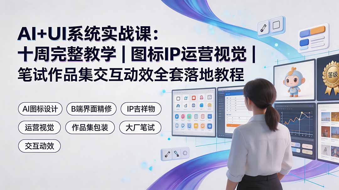 （19378期）AI+UI系统实战课：十周完整教学｜图标IP运营视觉｜笔试作品集交互动效全套落地教程-千寻创业网
