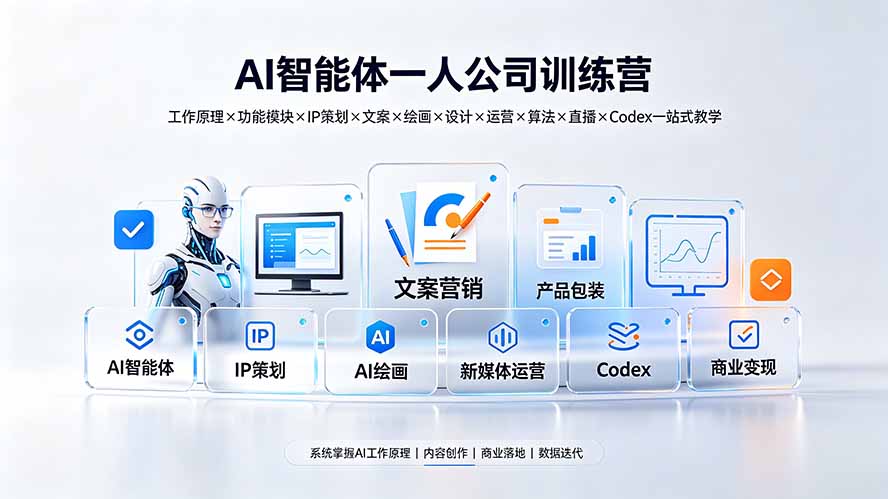 (19502期)AI智能体一人公司训练营:工作原理×功能模块×IP策划×文案×绘画×设计×运营×算法×直播×Codex一站式教学-千寻创业网