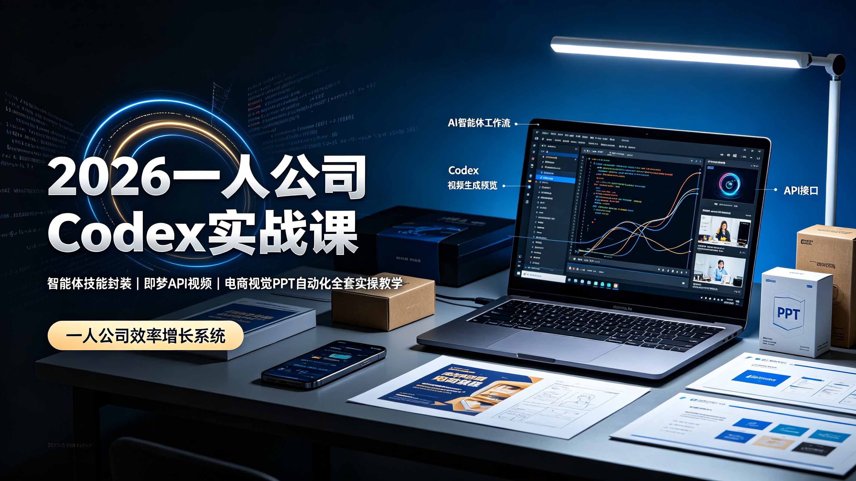(19503期)2026一人公司Codex实战课◆智能体技能封装|即梦API视频|电商视觉PPT自动化全套实操教学-千寻创业网