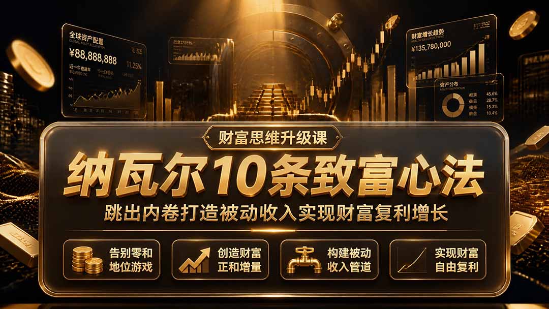 （19628期）付费文章：纳瓦尔10条致富心法，跳出内卷打造被动收入实现财富复利增长-千寻创业网