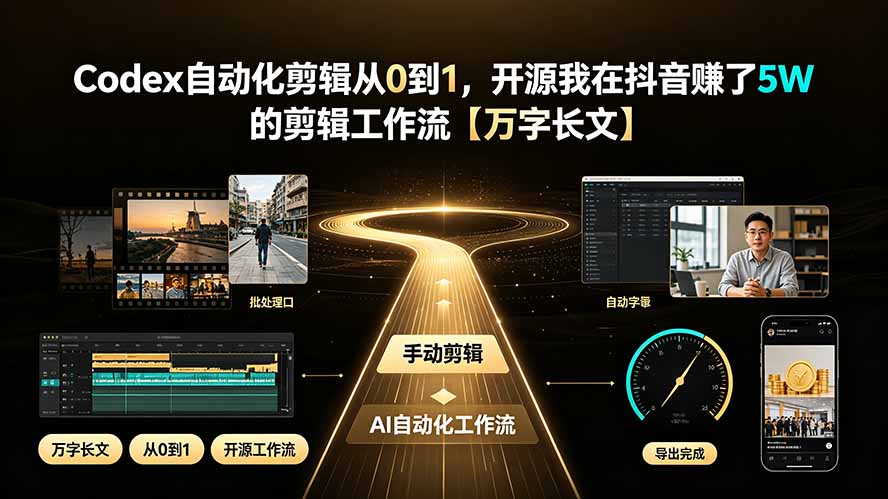 (19504期)Codex自动化剪辑从0到1,开源我在抖音赚了5W 的剪辑工作流【万字长文】-千寻创业网
