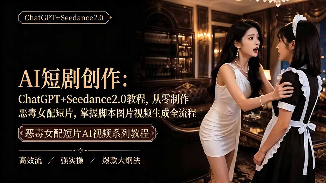 （19545期）AI短剧创作：ChatGPT+Seedance2.0教程，从零制作恶毒女配短片，掌握脚本图片视频生成全流程-千寻创业网