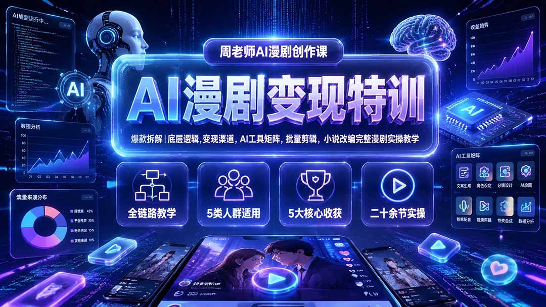 （19633期）AI漫剧变现特训★爆款拆解｜底层逻辑，变现渠道，AI工具矩阵，批量剪辑，小说改编完整漫剧实操教学-千寻创业网